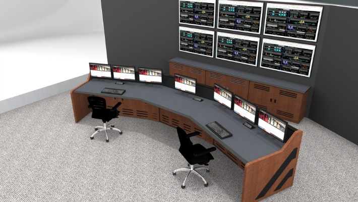 Summit Enterprise console furniture, 2 stations, with monitor wall