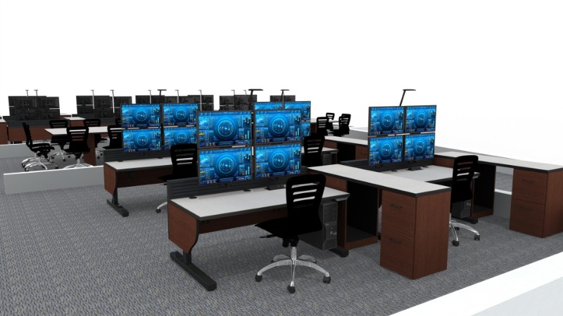 Sit-Stand-Adjustable-Height-Control-Room-Console-10 Sit stand adjustable height consoles rendering